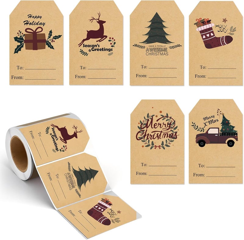 Trazzo Christmas Gift Tags Self-Adhesive Stickers-Christmas Name Tags-Christmas Decorations for Gifts Festival Label Wrapping Holiday Santa to from Gift Tag Stickers for Presents 200 Pcs & 2 x 3 Inch - Image 1